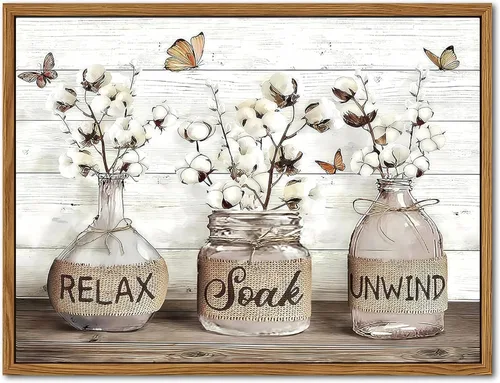 Miniatura 11 de Decoración de Pared de Baño de Granja, Lienzo de Algodón Rústico Enmarcado, Pintura de Decoración de Pared, Carteles Modernos de Arte de País
