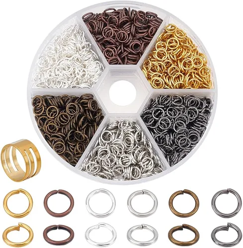 Miniatura 8 de PH PandaHall Anillo de salto abierto de hierro, 3300 unidades, 6 colores, anillos o sin soldar, 0.157 in, calibre 21, conector de joyería de metal