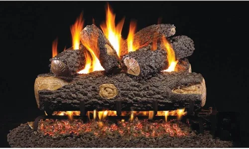 Peterson Real Fyre Juego de troncos de roble dividido de 18 pulgadas con quemador G4 ventilado, luz de fósforo (gas natural)