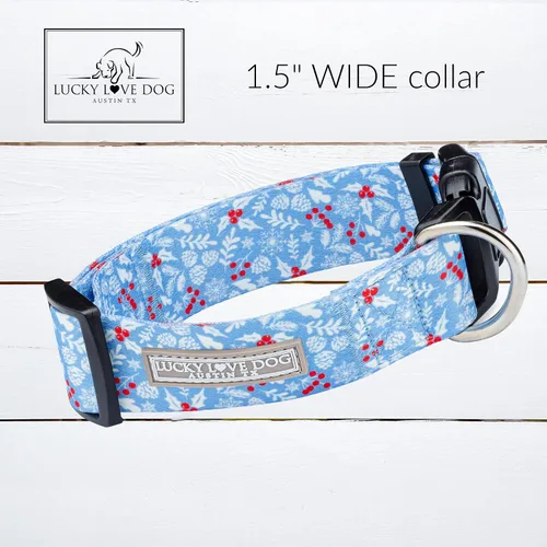Miniatura 2 de Lucky Love Dog Collar ancho para perro, ajustable, duradero, correa suave y cómodo de 1.5 pulgadas de ancho para perros machos y hembras con hebilla