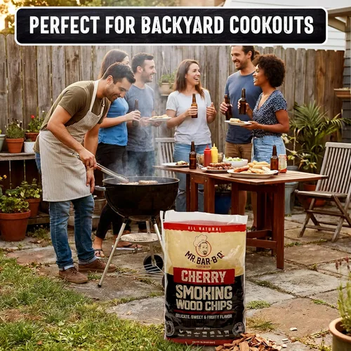 Miniatura 7 de Mr Bar-B-Q Chips de Madera de Cerezo para Ahumar, Virutas de Madera 100% Natural para Ahumadores, Funciona con Ahumador, Gas, Parrilla Eléctrica