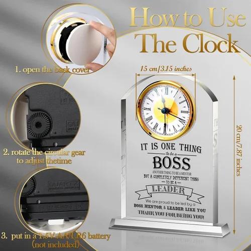 Miniatura 2 de Regalos de jefe para hombres, reloj de acrílico, el mejor regalo para hombres y mujeres, reloj de agradecimiento para líderes de oficina, gerente
