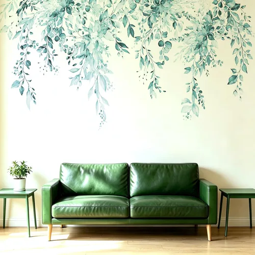 Miniatura 19 de Calcomanías de pared de flores y hojas para despegar y pegar, calcomanías grandes de vinilo floral para colgar, vid extraíble, decoración del hogar