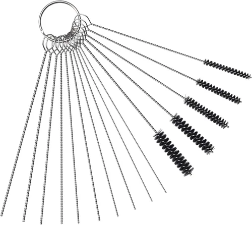 Limpiador de chorro de suciedad de carbón para carburador, juego de 10 agujas de limpieza + 5 cepillos de nylon para motocicleta, ATV, ciclomotor,