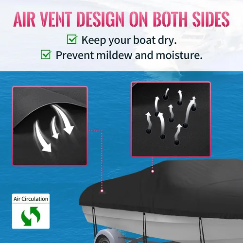 Miniatura 3 de NEXCOVER - Cubierta para lancha impermeable y resistente; cubierta de lancha remolcable Runabout, apta para cascos V-Hull, TRI-Hull, Pro-Style, bote