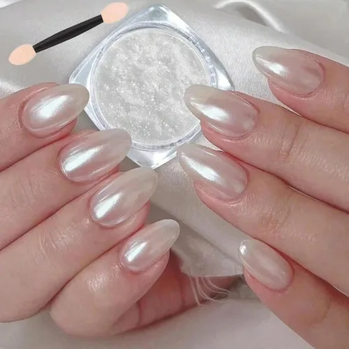 2 piezas de polvo de uñas cromado para arte de uñas, kit de polvo de uñas cromado con purpurina aurora transparente, pigmento para uñas, purpurina