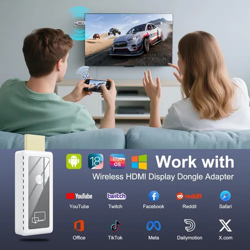 Miniatura 6 de Adaptador de pantalla HDMI inalámbrico 1080P, adaptador de espejo de pantalla HDMI inalámbrico 2.4G y 5G de smartphone, portátil a