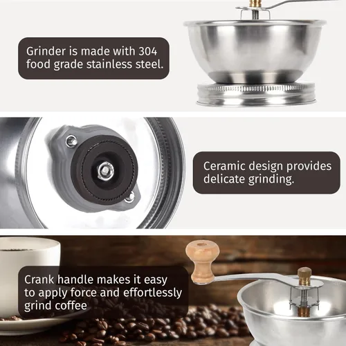 Miniatura 2 de Molinillo de café de tarro masón, accesorio de tapa manual para tarros Mason de boca regular, tapa de tarro Mason de acero inoxidable y rebabas