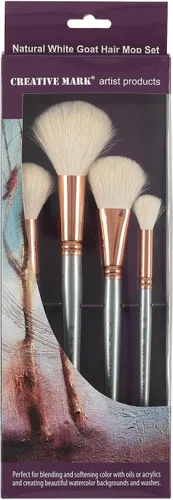 Miniatura 20 de Creative Mark Cepillo para mopa de pelo de cabra – Juego de 2, pelo de cabra natural ovalado de 1/2 pulgada para acuarela, aceite, acrílico y mezcla