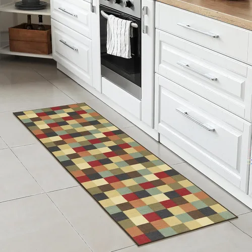 Miniatura 18 de Ottomanson Alfombra de pasillo de 20 x 53 pulgadas, antideslizante, fácil de limpiar, alfombra de lavandería, duradera y apta para mascotas