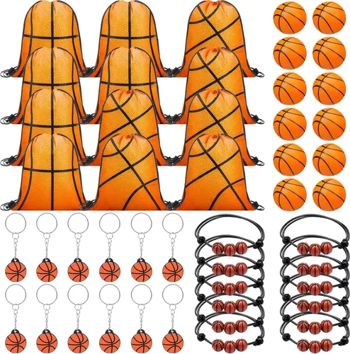Miniatura 13 de Poen 48 piezas de recuerdos de fiesta de béisbol incluyen 12 mochilas con cordón, 12 mini pelotas de béisbol, 12 llaveros, 12 pulseras trenzadas