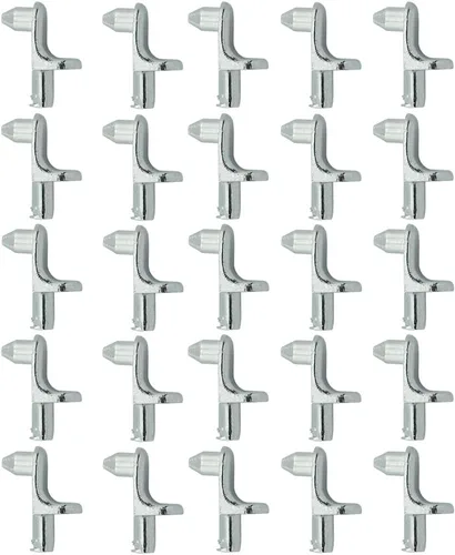 Miniatura 7 de 24 clavijas de soporte para estante, clavijas de soporte de estante de 1/5 pulgadas de diámetro, clips en forma de L de aleación de zinc para cocina