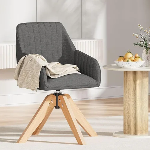 Miniatura 10 de Furniliving Silla Giratoria de Acento Moderna de Mediados de Siglo para Sala de Estar, Silla de Escritorio de Madera con Brazos, Sillas con Brazos