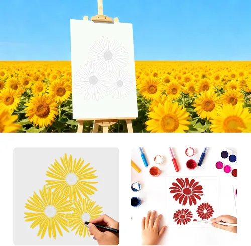 Miniatura 7 de Paquete de 2 plantillas de suelo grandes para pintar pisos, plantillas de pared decorativas para patrones grandes, plantillas de azulejos, plantilla