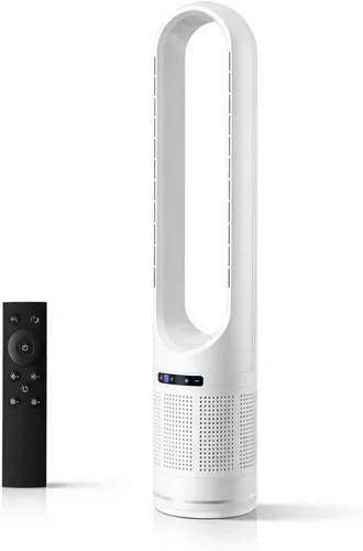 Miniatura 11 de Ventilador de torre para dormitorio, ventilador oscilante sin aspas con control remoto, 5 velocidades, 4 modos, ventilador silencioso de 28 dB, alta