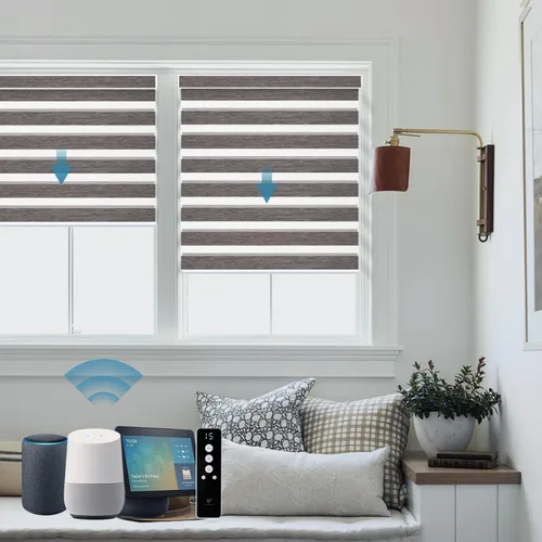 Miniatura 13 de SmartWings - Persianas motorizadas de cebra con control remoto, persianas de filtrado de luz inteligentes y semitransparentes para ventanas