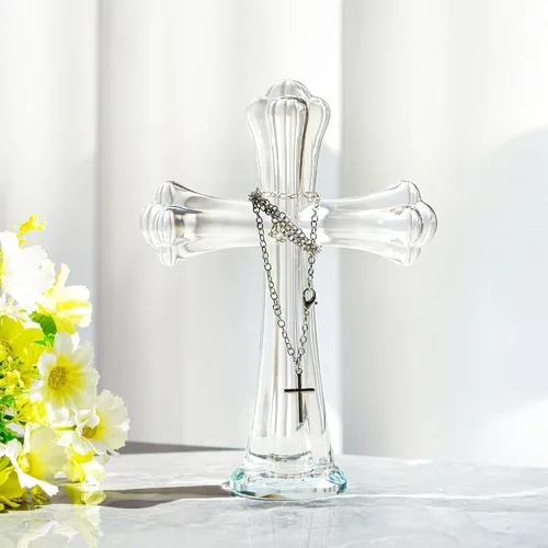 Miniatura 8 de H&D HYALINE & DORA Hecho a mano 5.5 pulgadas cristal cruz santa cruz coleccionable cruces irlandesas figurita para decoración de mesa del hogar