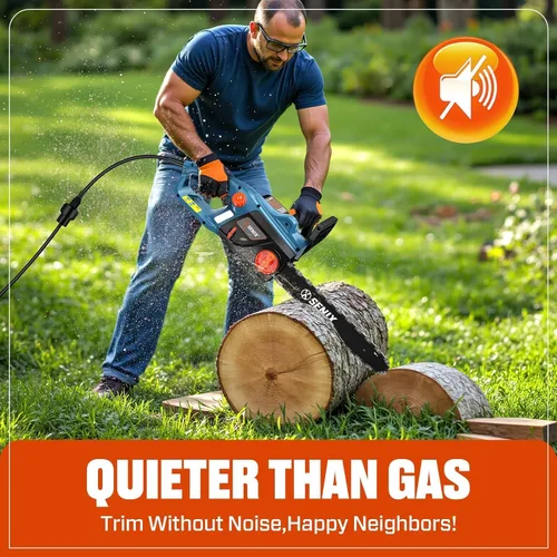 Miniatura 6 de SENIX Motosierra eléctrica, motosierra con cable de 18 pulgadas, sierra de cadena de 15 amperios para cortar madera, recortar árboles, herramienta