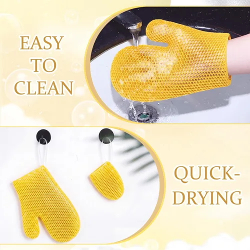 Miniatura 7 de Karenhi 2 Pcs Honeycomb Exfoliating Glove Set Exfoliating Bath Mitt Honeycomb Face and Body Scrubber Shower Mitt for Cleaning Body Shower Face Skin