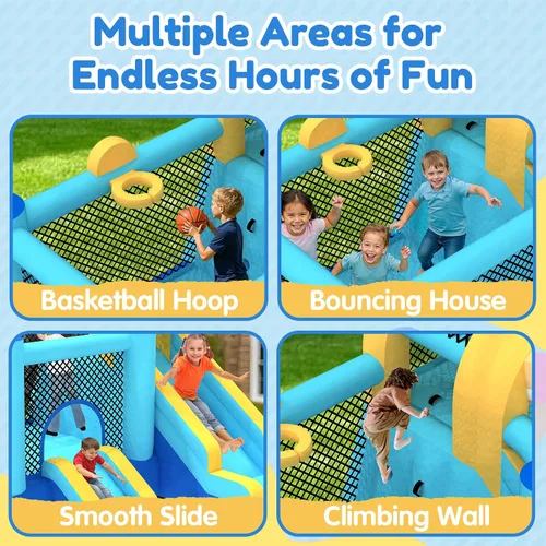 Miniatura 3 de MUKDIY - Casa inflable para niños con doble tobogán, castillo de salto de 9.5 pies x 9.5 pies para niños, incluye soplador de 450 W, castillo