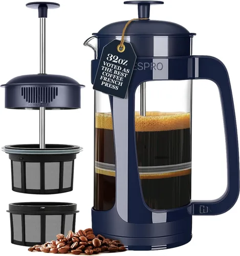 Miniatura 10 de ESPRO Light P3 - Cafetera de prensa francesa, microfiltro doble patentado para preparar sin arena, resistente al calor, prensa de café de vidrio