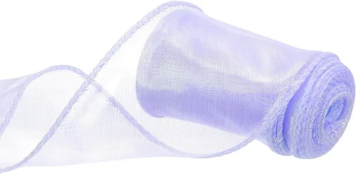 Miniatura 81 de MECCANIXITY - Cinta de organza con cable de 1 1/2" de ancho, brillante, transparente, con brillo irisado en tonos pastel, cinta de gasa para Beige
