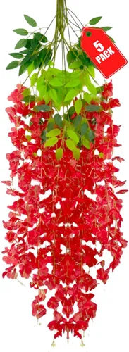 Miniatura 15 de Paquete de 12 flores colgantes de glicina rosa, flores colgantes falsas de 3.44 pies, guirnalda de glicina artificial para decoración de boda, telón