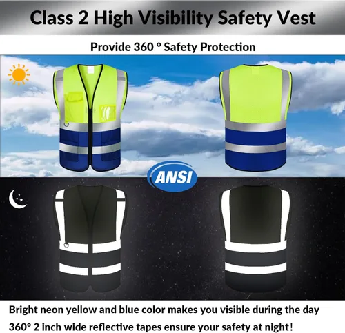 Miniatura 5 de BeautyWill Chaleco de seguridad personalizado con logotipo Clase 2 Chaleco reflectante de alta visibilidad Chaleco de trabajo protector