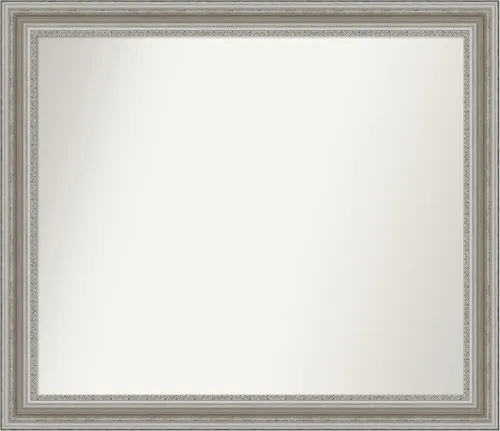 Miniatura 168 de Amanti Art Espejo de baño plateado para sobre el fregadero, 26 x 26 pulgadas, espejo cuadrado de plata antigua, marco de madera tradicional mediano
