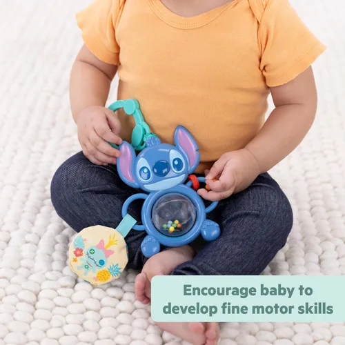 Miniatura 3 de Bright Starts Disney Baby Stitch Tummy Tumble - Juguete giratorio para perseguidor de cuentas, para viajes, unisex, juguete de cochecito para recién