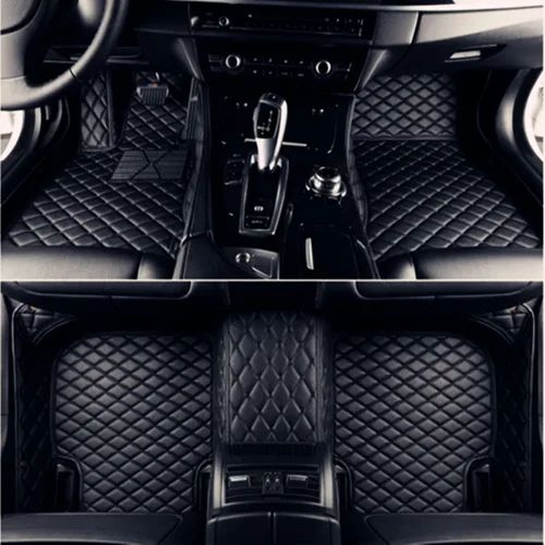 Miniatura 11 de Alfombrillas de automóvil para Mercedes-Benz G, GL, GLA, GLB, GLC, GLE, GLK, GLS, M, ML 2000-2023 forros de cuero antideslizantes (negro y beige)