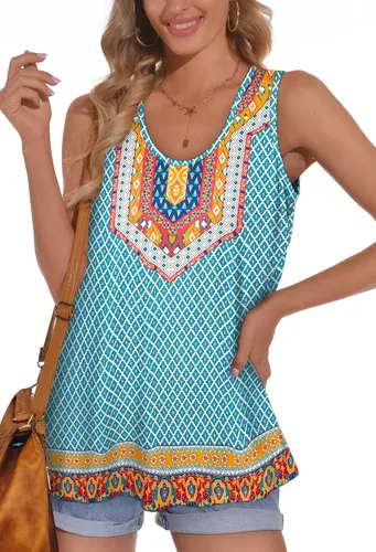 Miniatura 3 de OFEEFAN Camisetas sin mangas para mujer, cuello redondo, ajuste holgado, ropa de verano
