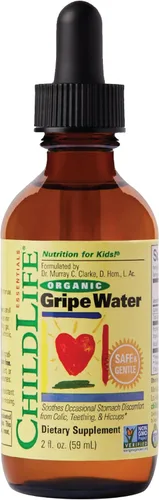 CHILDLIFE ESSENTIALS Agua orgánica de Gripe para bebés y recién nacidos, alivia las molestias estomacales ocasionales asociadas con cólicos,