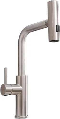 AIMADI - Grifo de cocina en cascada con rociador extraíble, modernos grifos de fregadero de cocina de una sola manija y un solo orificio de acero