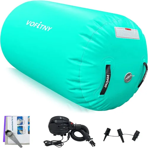 Miniatura 5 de VOFiTNY - Esterilla inflable de gimnasia con pista de caídas y barril de aire octogonal con bomba para uso doméstico/gimnasio Menta+Rodillo