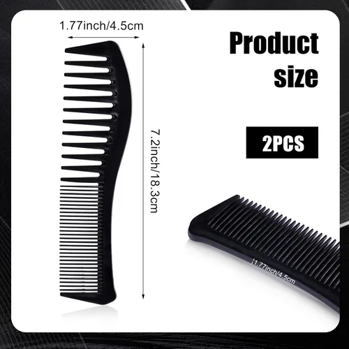 Miniatura 2 de 2 peines para el cabello, peine de plástico para peinado, peine de doble cabeza, peine grande de dientes anchos y finos para mujeres y hombres