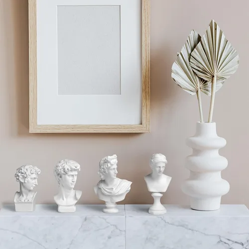 Miniatura 2 de TRANSGOOD Juego de 4 esculturas y estatuas de resina griega de busto de 2.7 pulgadas, decoración del hogar, mini estatuas decorativas para estantes