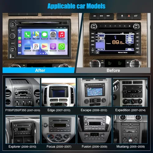 Miniatura 6 de Radio de coche con DVD/CD para Ford F150/F250/F350 2004-2014, pantalla táctil IPS de 7 pulgadas, estéreo para automóvil con CarPlay inalámbrico
