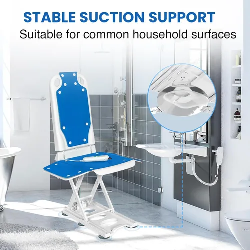 Miniatura 5 de Platinum Health Tranquilo Elevador eléctrico de baño prémium con asiento acolchado, respaldo y reclinable eléctrico, capacidad de elevación de 310