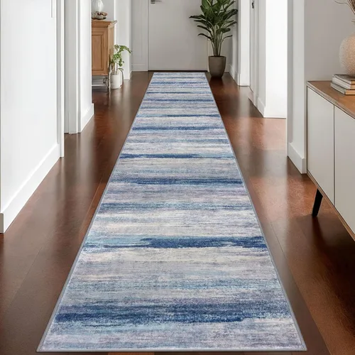 Miniatura 220 de KOZYFLY – Alfombra de pasillo moderna y lavable de diseño abstracto verde, 2 x 5 pies, antideslizante, suave y de pelo corto, ideal para cocina