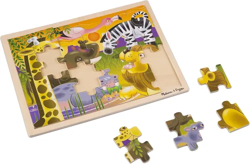 Miniatura 4 de Rompecabezas Melissa & Doug de safari en llanuras africanas, de madera con bandeja de almacenamiento (24 piezas)