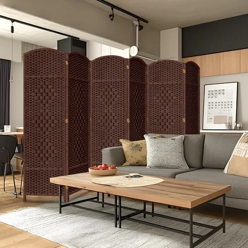 Miniatura 2 de DURASPACE Divisor de habitación de 6 paneles, pantalla de privacidad plegable de 6 pies de alto, rotación de 360°, partición de madera independiente