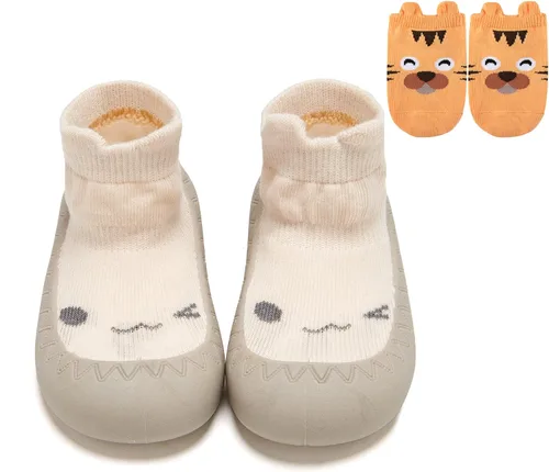 vkxqtep Zapatos de calcetín para bebé con suela de goma de dibujos animados suave, antideslizantes, para bebés, niños y niñas, primeros caminos,