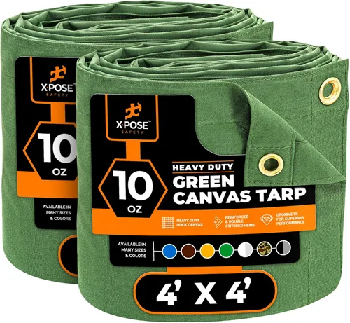 Miniatura 113 de Xpose Safety Lona de Lona - Lonas de Lona Verde de 10oz Resistentes al Agua con Ojales de Latón - Lona Multiusos para Exteriores para Campamento