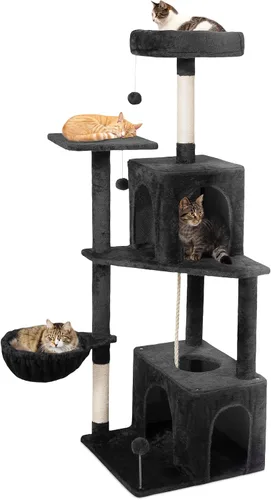 Miniatura 11 de Árbol para gatos, torre de gato de 54 pulgadas para gatos de interior, condominio de felpa de varios niveles para gatos con postes rascadores