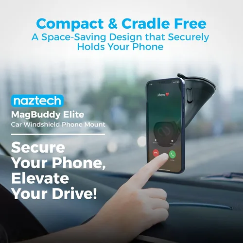 Miniatura 7 de Naztech MagBuddy Elite - Soporte magnético para teléfono con ventosa para parabrisas, ajustable en 360°, compatible con iPhone y Android