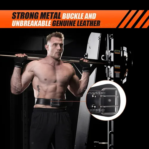 Miniatura 4 de Cinturón de levantamiento de pesas de cuero genuino para hombres, cinturón de pesas para gimnasio, soporte lumbar para espalda, levantamiento