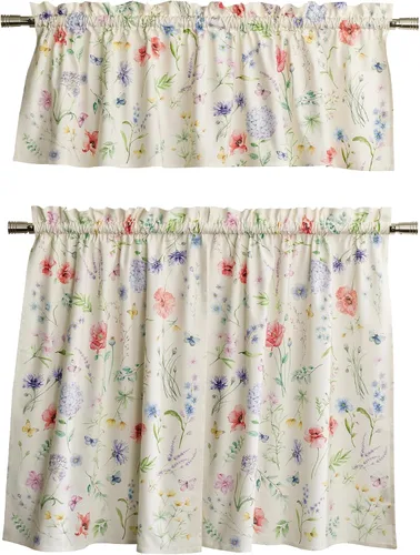 Miniatura 62 de Maison d' Hermine Juego de cortinas de cocina para ventanas, juego de cortinas de cocina 100% algodón, cenefas para el hogar [2 niveles