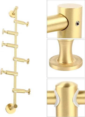 Miniatura 9 de Toallero – Percha giratoria para colgar en la pared, 6 ganchos (latón) para baño y sala de estar