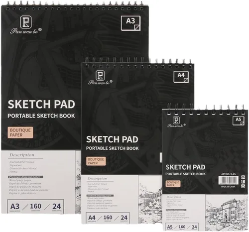 Cuaderno de bocetos de 11 x 16/8 x 16/5 x 8 pulgadas, 24 hojas, 1 paquete (5.64 oz/m2) cuaderno de bocetos artísticos, dibujo artístico, pintura,